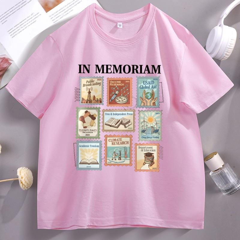 In Memoriam Stamps Women Unisex TShirt 2026 Pro Democracy TShirt Casual Cotton Short Sleeve Graphic Tees Streetwear Clothing Tops