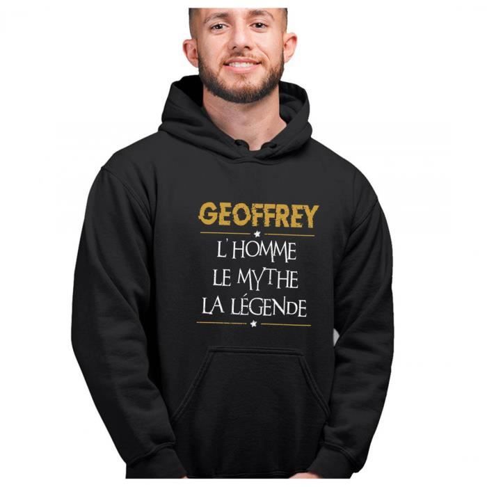 Sweat à Capuche - Geoffrey - Personnalisé Prénom - Humour - Noir