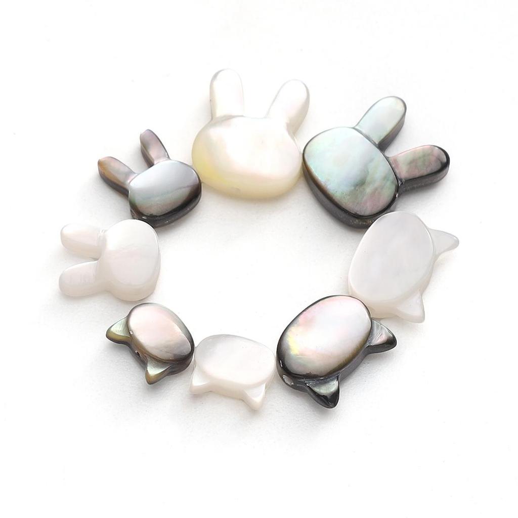 Натуральные ракушечные бусины в виде головы кролика и кошки для изготовления ожерелий, браслетов, серег и другой бижутерии