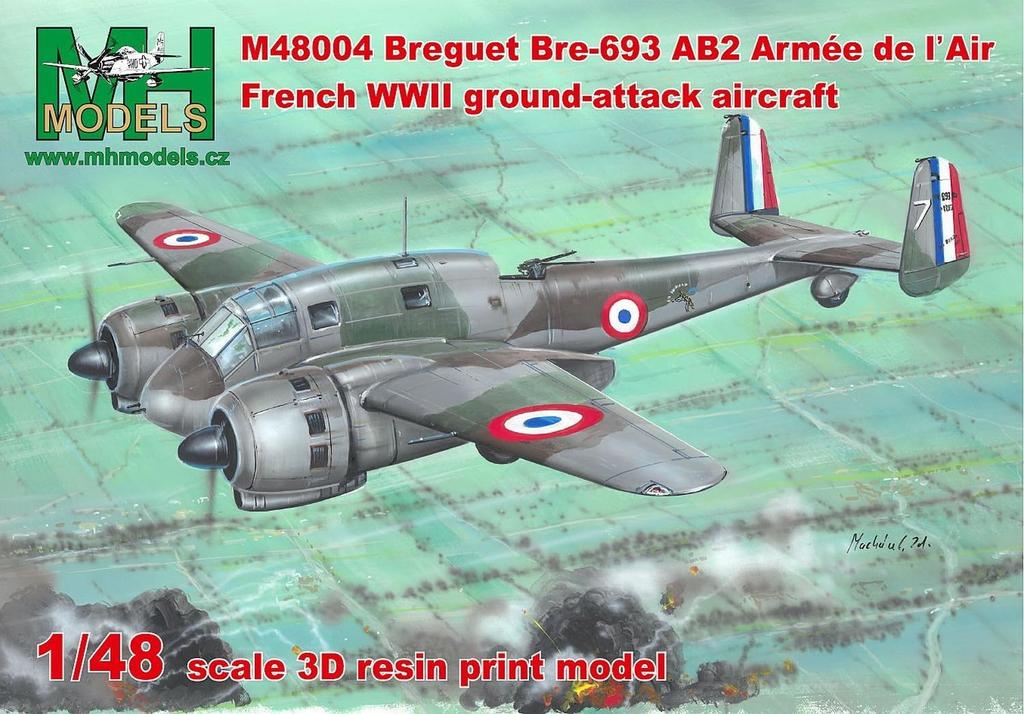 MH Models Масштаб Breguet 693AB2 Французский штурмовик Второй мировой войны Набор для 3D-печати MHZM48004 1/48 (Самолет)