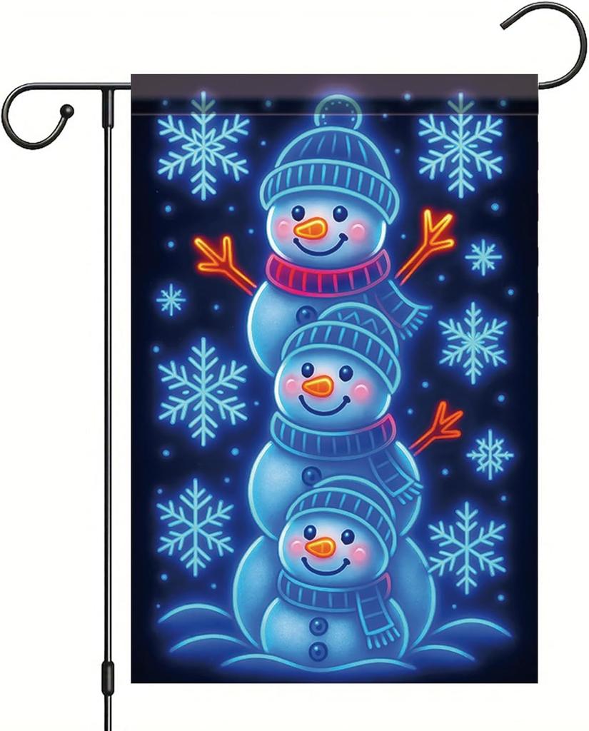 Christmas Garden ag Winter Snowman Yard ag 12x18 Inch Double Sided Cute Stacked Snowmen with Snowakes Holiday Outdoor