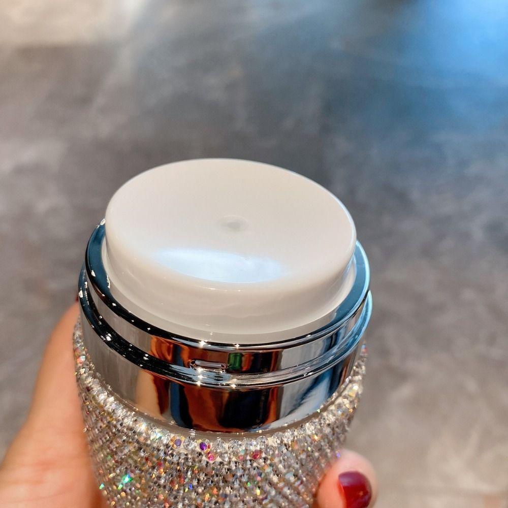 Luxury Rhinestone Cream Lotion Jar Vacuum Pump Face Cream Dispenser Cosmetic Cream Bottle Travel
