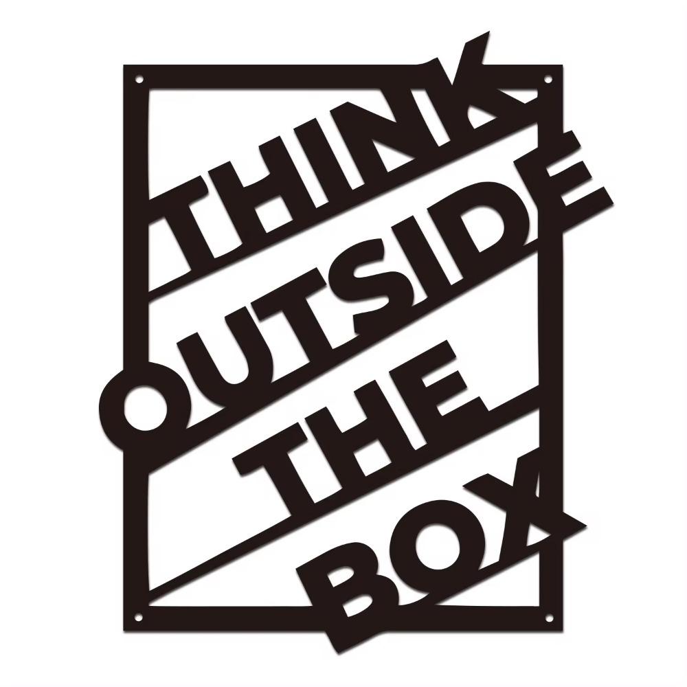 Мысли за пределами коробки" Металлическая табличка Современное украшение стены Стильное металлическое настенное искусство Идеальный подарок на новоселье Элегантный декор для спальни