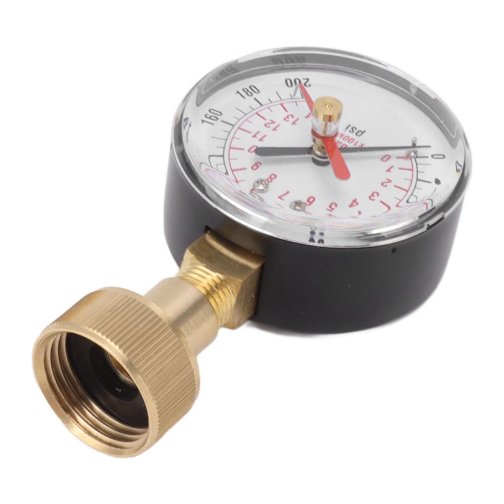 Water Pressure Gauge Aluminum Alloy Iron 0 To 200Psi Universal Water Pressure Test Gauge with 3 4 Female Hose Thread