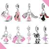 Медные Шармы Юбка Балетки Розовые Подвески Подходят Оригинальным Браслетам Бусины DIY Для Женских Украшений