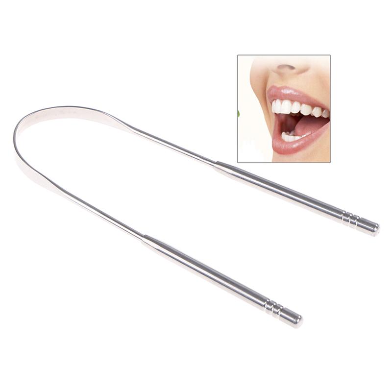 1 Pc Stainless Steel Tongue Cleaner Scraper Oral Care Bad Breath Sweeper Tool