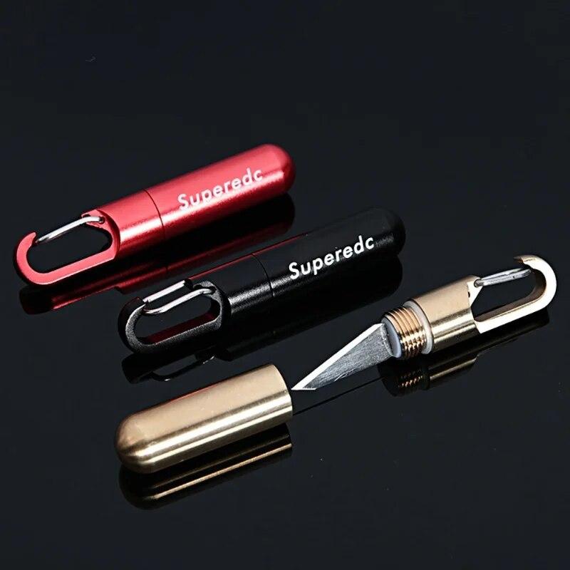 Режущий инструмент, латунный многофункциональный EDC, портативный мини-инструмент, брелок для ключей, подвеска, капсульный нож, крошечный режущий инструмент