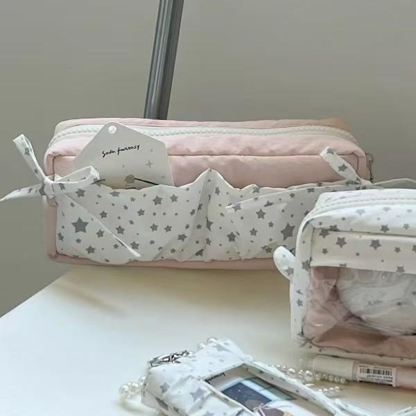 Повседневный Милый Пенал Прозрачные Окошки Значок Дисплей Организатор Канцелярских Товаров Большая Вместимость Сумка для Ручек Снова в Школу