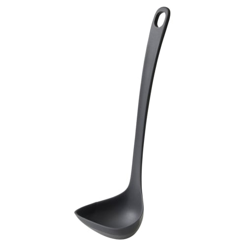 Marna Easy-Scooping Ladle, Medium (Clam Shape/Gently Fits Curves), Silicone Ladle, Kitchen Utensil, Dark Gray, K800DGY