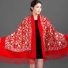 Cheongsam Mom Ginkgo Embroidered Imitation Cashmere Scarf Shawl with Tassels