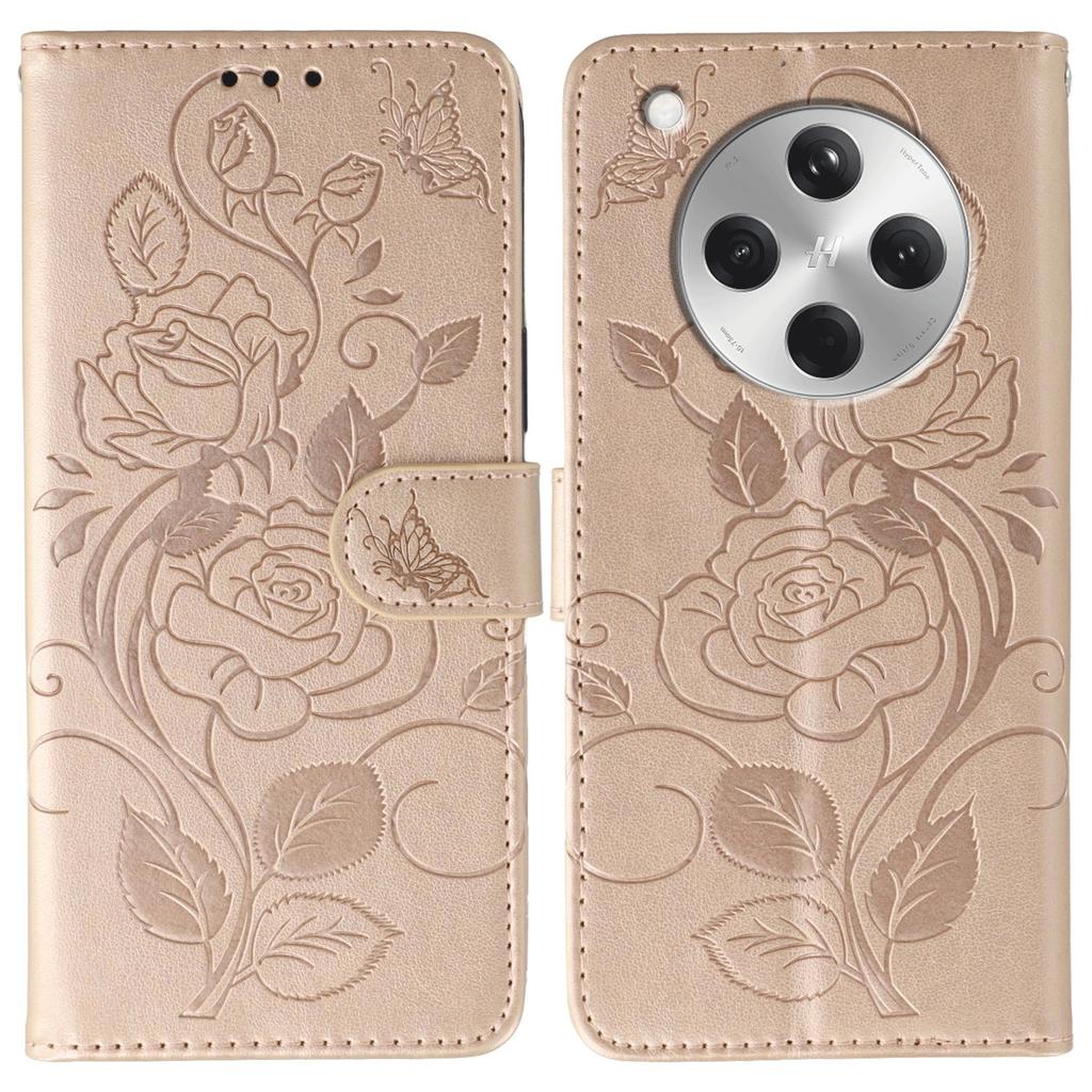 For Oppo Find X8 5G Case Wallet Stand Imprinted Rose Butterfly PU Leather Phone Cover