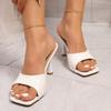Мода 2025 Лето Новая Мода Женские Туфли на Высоком Каблуке Шлепанцы Обувь с Квадратным Носком для Женщин Дизайн Элегантные Шлепанцы С Открытым Носком и Ремешком Слингбэк