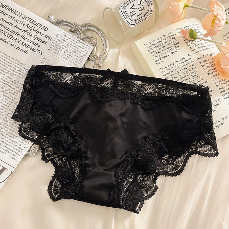 Женские летние тонкие трусы-слипы с кружевом в стиле дворцового ветра, антибактериальные, с низкой посадкой