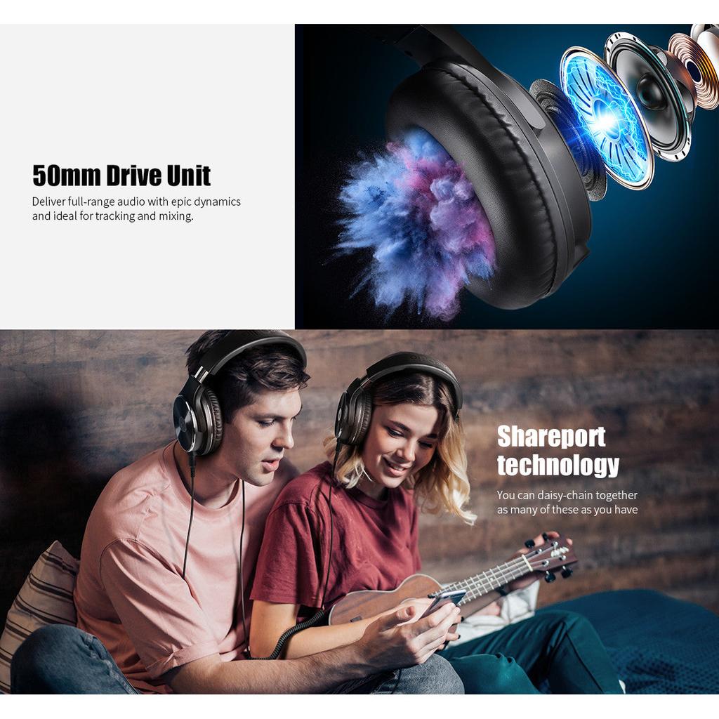 Wired Headphones, Over Ear Headphones with Noise Isolation Dual Jack Professional Studio Monitor & Mixing Recording Headphones for Guitar Keyboard PC