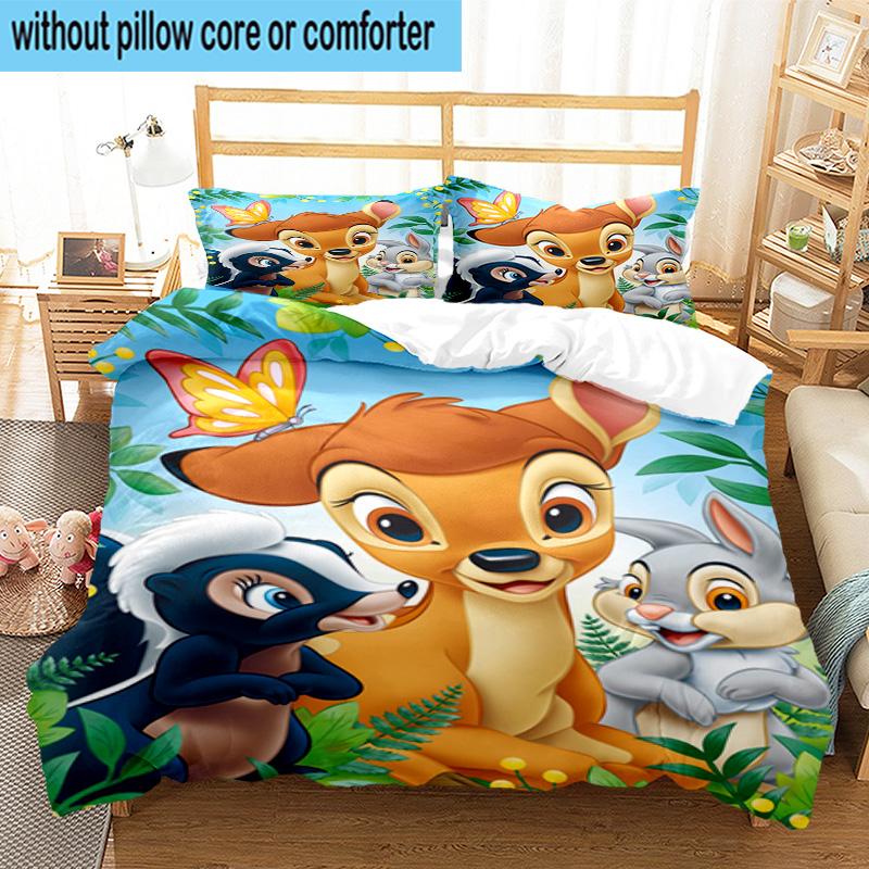 3PCS Classic cartoon Bam Deer 3pcs Bedding,Including 3PCS Duvet Cover And 2pcs Pillowcases Perfect for Christmas,Ideal for Bedroom, Dormitory