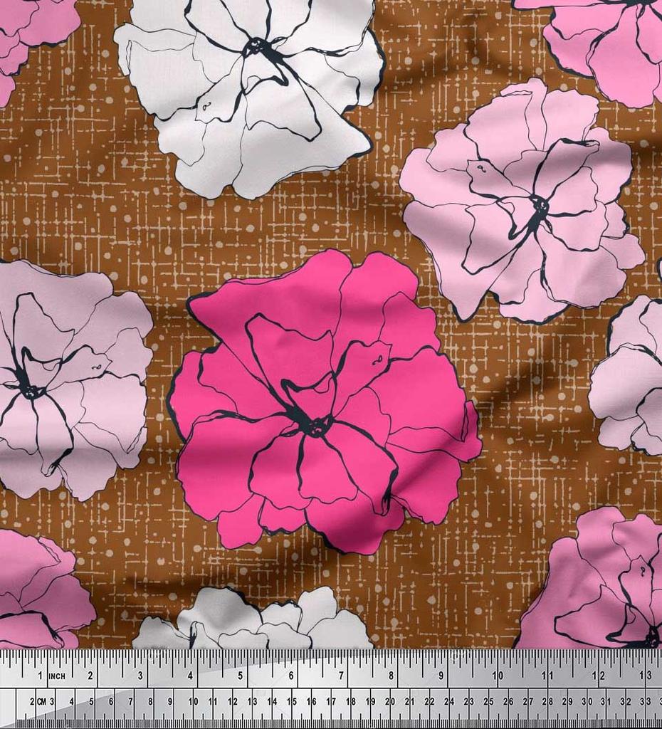 Soimoi Японский креп-атласная ткань с гвоздикой и цветочным принтом, швейная ткань, метр 42 дюйма