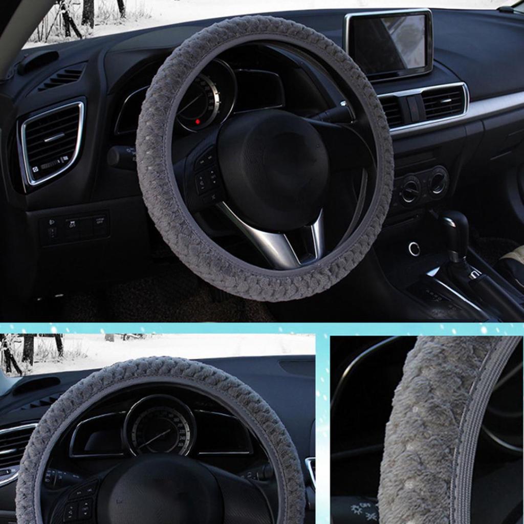 Универсальный зимний противоскользящий мягкий плюшевый защитный чехол на руль автомобиля