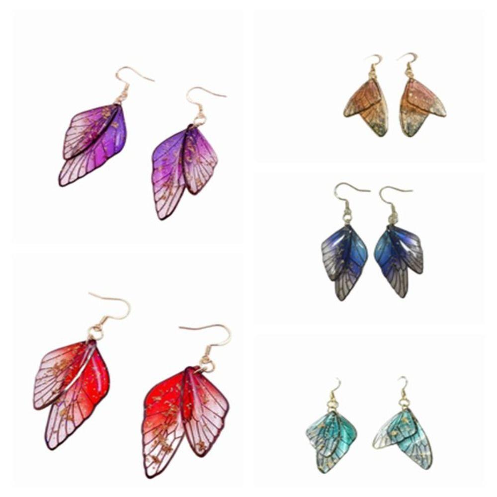 Fairy Clear Butterfly Wings Earrings Ear Hook Women Ear Stud Sweet Dangle Earrings Women Jewelry
