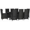 VidaXL 9-piece Garden Dining Set and Cushions Black Wicker, Dining Set, Dining Set 3185064