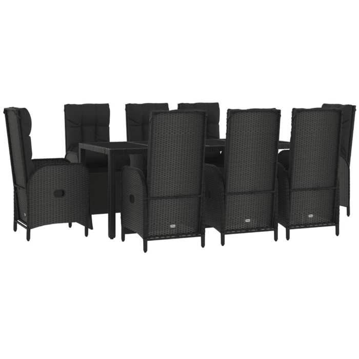 VidaXL 9-piece Garden Dining Set and Cushions Black Wicker, Dining Set, Dining Set 3185064