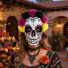 Floral Skull Mask Mardi Gras Mask, Venetian Party Sugar Breathable Face Masquerade Masks for Halloween Cosplay Mexican Flexible