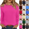 Long Sleeve Tops For Women T-Shirt Casual Solid Colour Tops T Shirt Round Neck Pullover Blouse