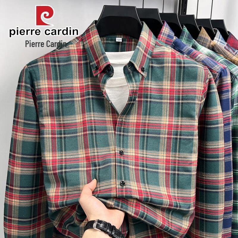 Pierre Cardin Мужская повседневная рубашка с начесом с длинным рукавом