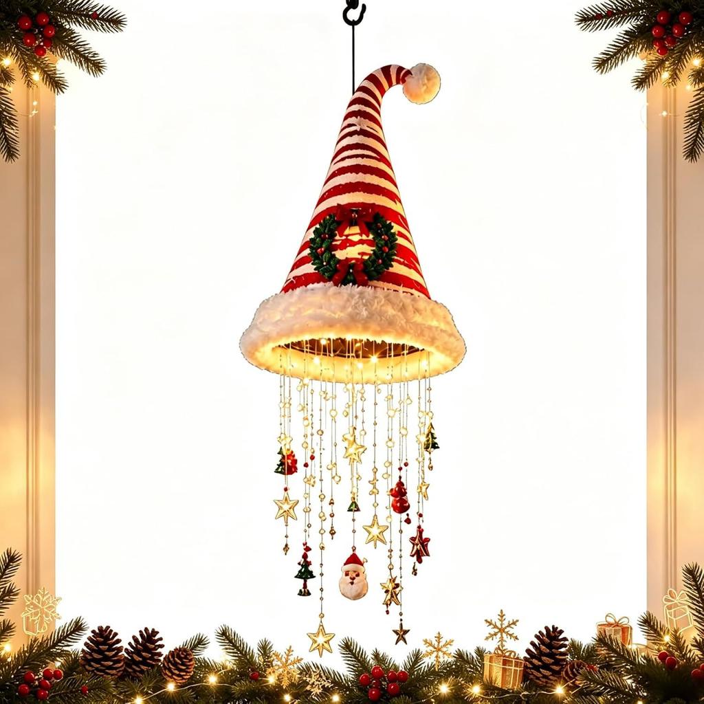 DIY LED Christmas Decorations 2026 Santa Claus Hat Hanging Ornament Decor Xmas Outdoor Ornament Home Decor Navidad Gift
