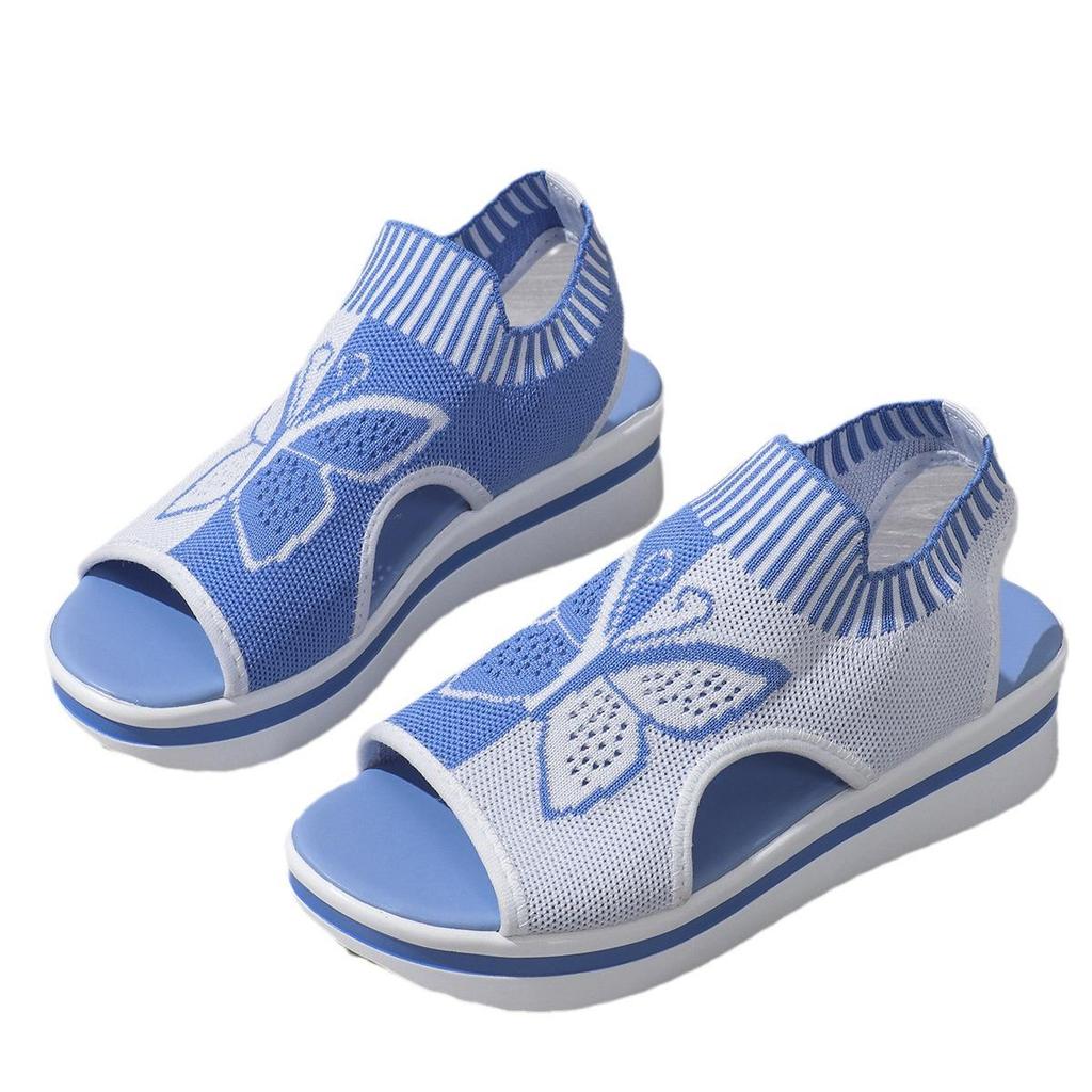 Женские спортивные сандалии 2024 года: Большой размер, летний пляжный стиль, летящая ткань, открытый носок