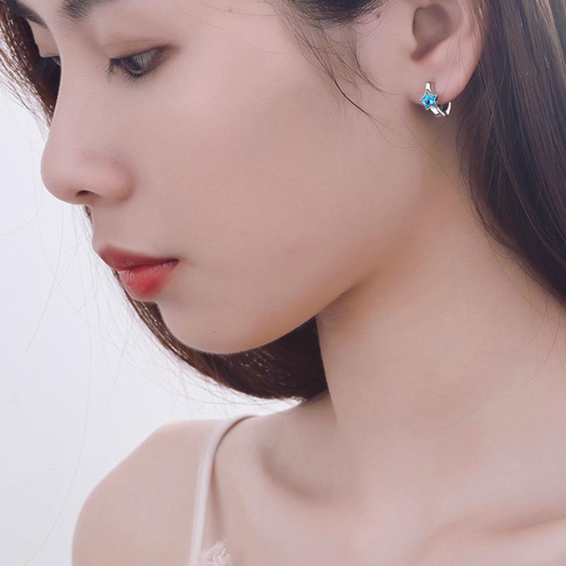 Серьги с искусственным кристаллом и пряжкой для ушей с пятиконечной звездой Нишевые украшения