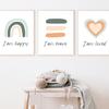 Цитаты Happy Brave Loved Wall Art Холст Картина Позитивные Утверждения Плакаты Детская Печать Скандинавские Картины для Детской Комнаты Декор