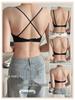 Women's Seamless Push-Up Bra - Invisible Support, Cross Halter, Thin Straps, Wireless, Small Chest Enhancement