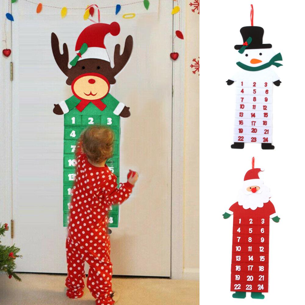 Большой рождественский адвент-календарь из фетра с карманами, товары для декора вечеринки в виде снеговика с Санта-оленем