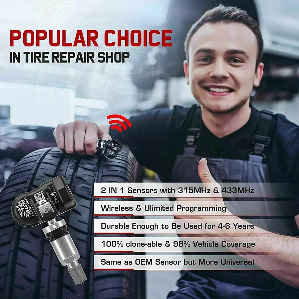 MX Autel Датчик 433 315 МГц TPMS Датчик Инструменты для ремонта шин Сканер MaxiTPMS Pad Тестер монитора давления в шинах Программирование MX-Sensor
