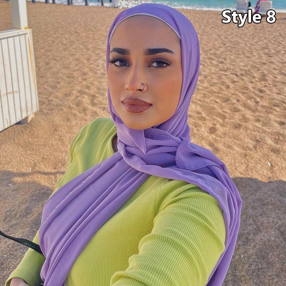 Big Size Muslim Headband Breathable Hijab Scarf Casual Islamic Scarves