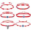 Blue Evil Eye Red String Bracelet Set - Handmade Woven Design