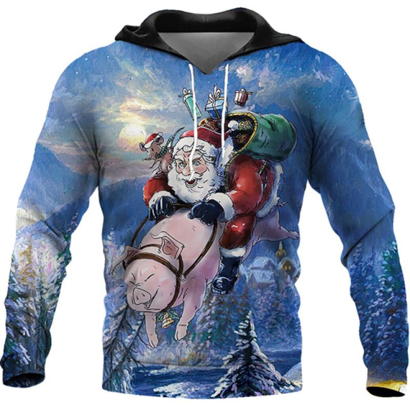 Christmas 3d Printed Sweater Autumn Santa Claus Fashion Shirts For Men Holiday Clothing Hoodies Men Clothing Streetwear