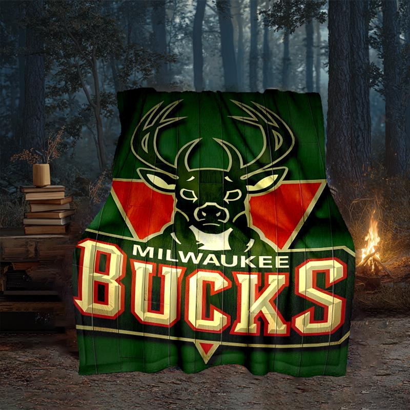 Bucks Team Logo Artwork Blanket Flannel Throw for Sofa, Travel, Camping, Livingroom, Office, Chair and Bed Soft and Warm Holiday gifts