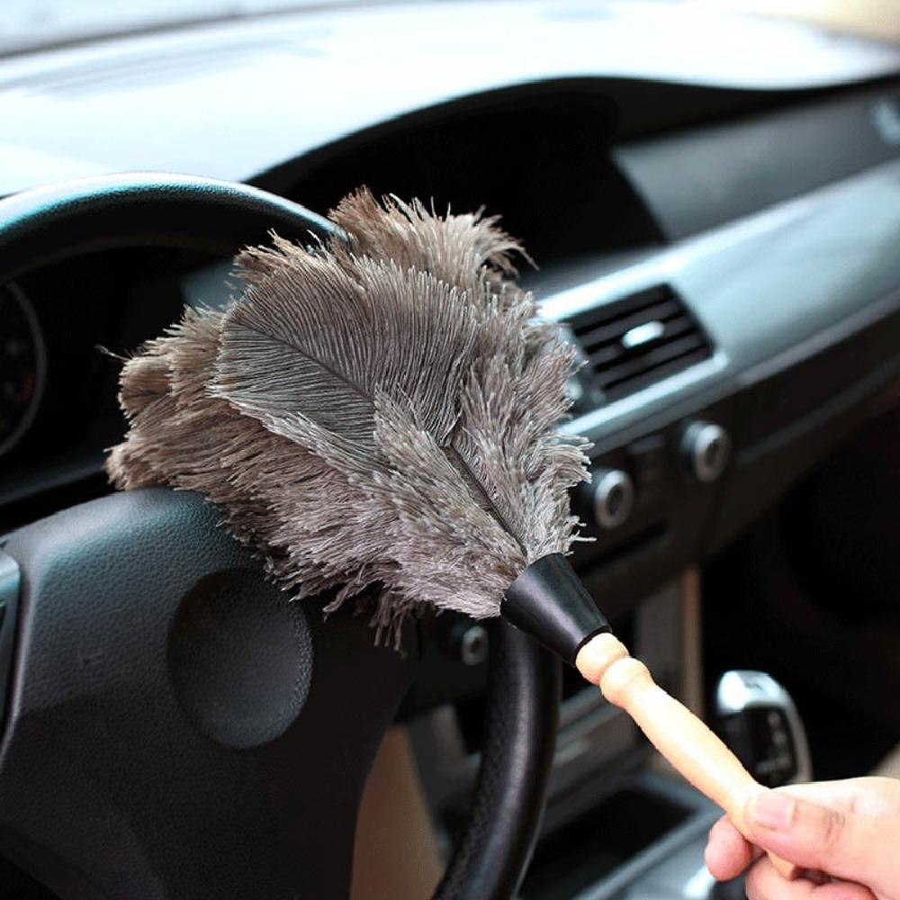 Duster Wooden Hand Household Ostrich Feather Fur Brush Ostrich Feather Brush Dust Removal Duster