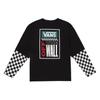 Vans Color Block Plaid Loose Long Sleeve T-Shirt With Logo Print Men Tops Black VN000GNWBLK