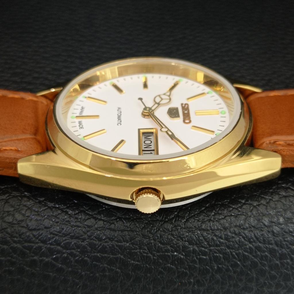 АВТОМАТИЧЕСКИЕ ВИНТАЖНЫЕ ОТРЕСТАВРИРОВАННЫЕ МУЖСКИЕ ЧАСЫ SEIKO 5 ЯПОНИЯ БЕЛЫЙ ЦИФЕРБЛАТ a442345-1