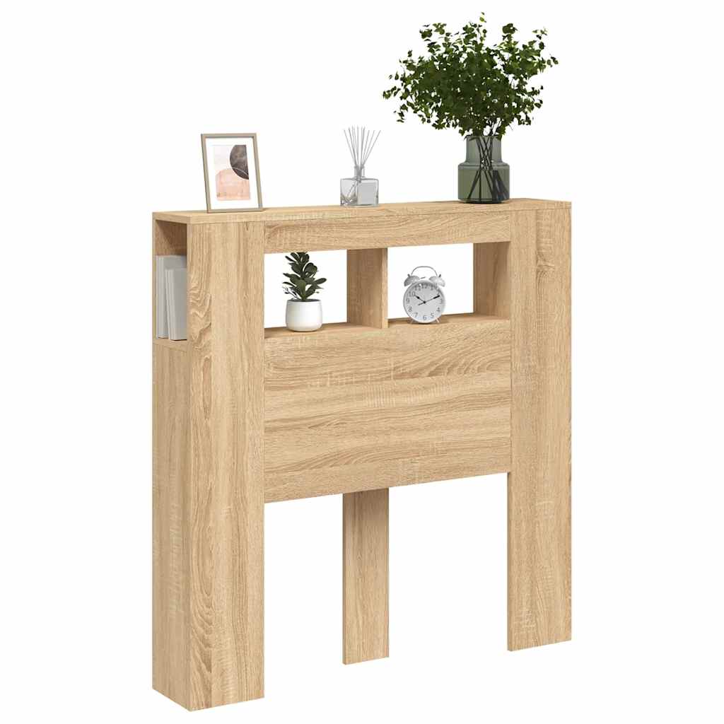 Vidaxl Wezgłowie Łóżka Z Led, Dąb Sonoma, 100X18,5X103,5 Cm