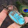 Tibetan Turquoise Handmade Copper Wire Wrap Jewelry Pendant 3.15 G1v97