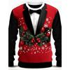 Summer Round Neck 3D Christmas Themed Bow Tie Printed Top Fashionable Casual Short Sleeved Men's T-shirts