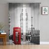 Tower Of London Uk Big Ben Sheer Curtains for Living Room Decoration Window Curtains for Kitchen Tulle Voile Organza Curtains