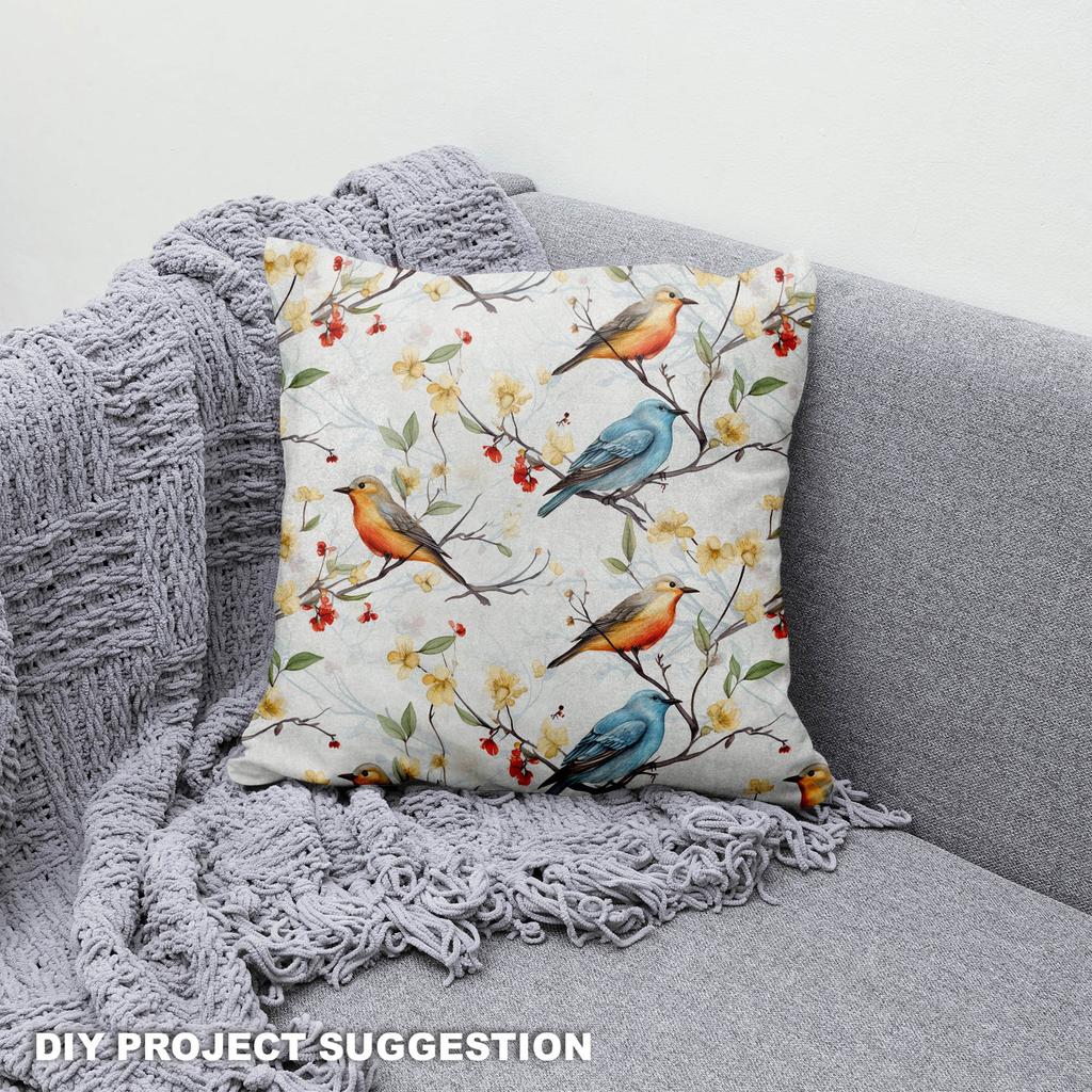 Royal Samt Stoff Polyester Zum Nähen - Motiv Vögel - Rdx2537