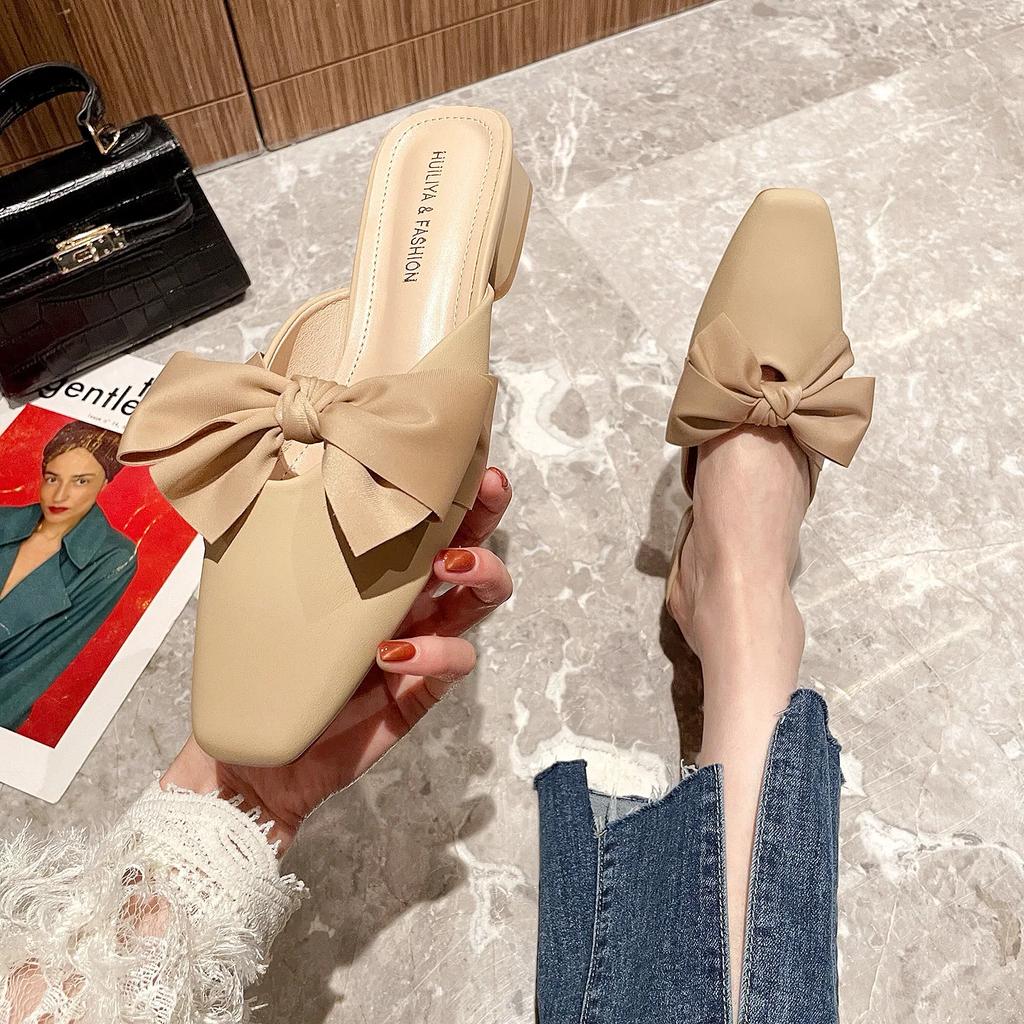 Туфли с острым носком Butterfly-Knot женские тапочки для отдыха на открытом воздухе Med Pantofle каблук мюли мокасины шлепанцы на плоской подошве с высоким покрытием PU резина