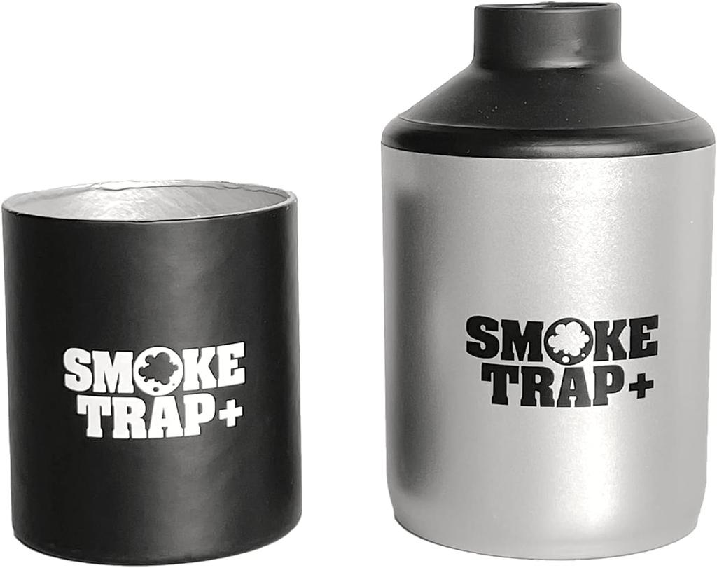 Smoke Trap Personal Air Filter HEPA Activated Carbon Filter Replaceable Filter Zero Plastic Waste Comfortable Rubber Mouthpiece + (Silver) +