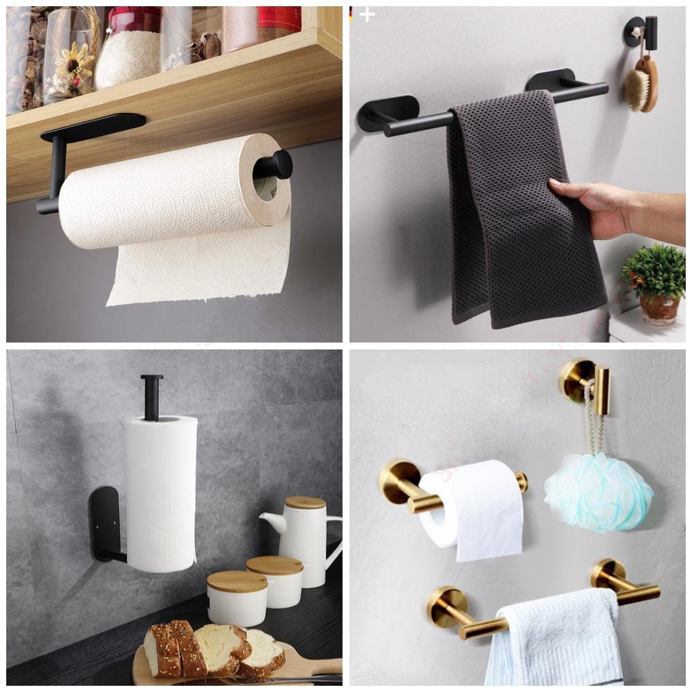 Клейкий держатель для туалетной бумаги, органайзер, настенное крепление, подставка для хранения, кухня, ванная комната, без дрели, диспенсер для салфеток, полотенец, нержавеющая сталь