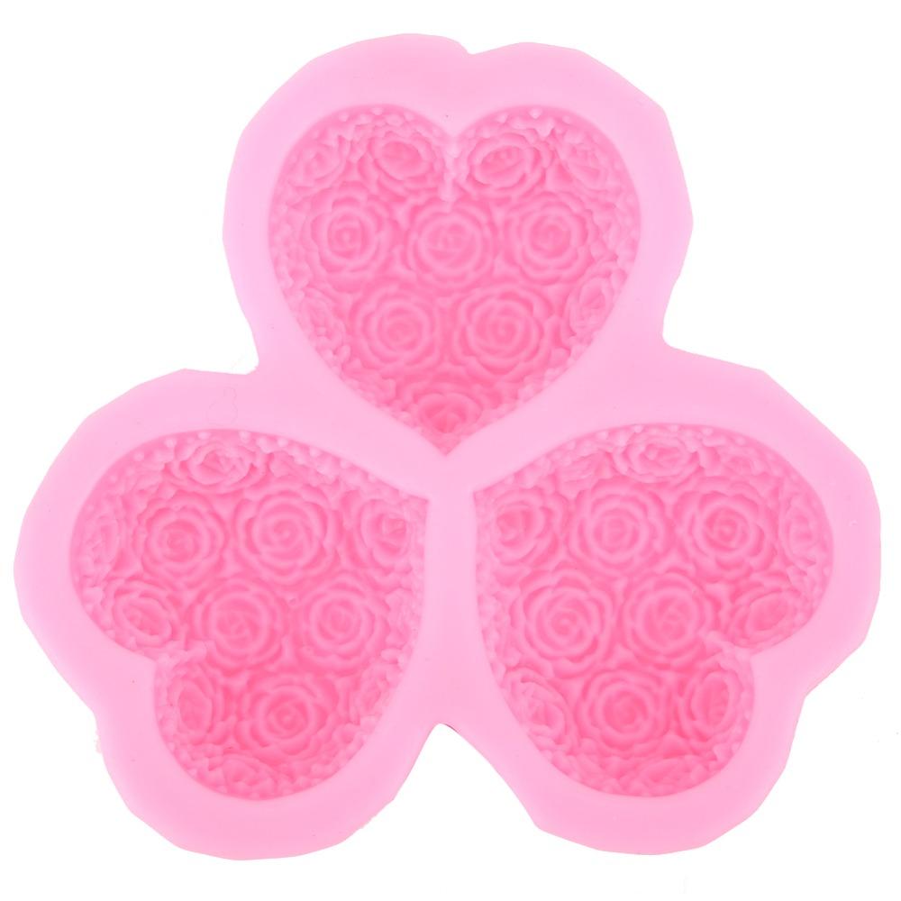 Rose Flower Shape Heart Shaped Mold Silicone Material Chocolate Mould Cake Decoration